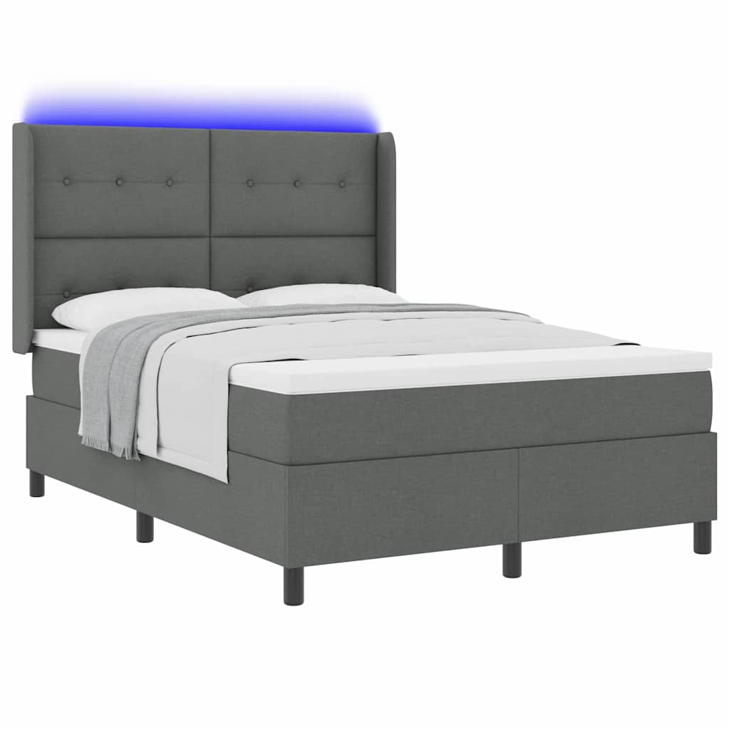 LED Box Spring Krevet Tamno siva 160 x 200 cm tkanina