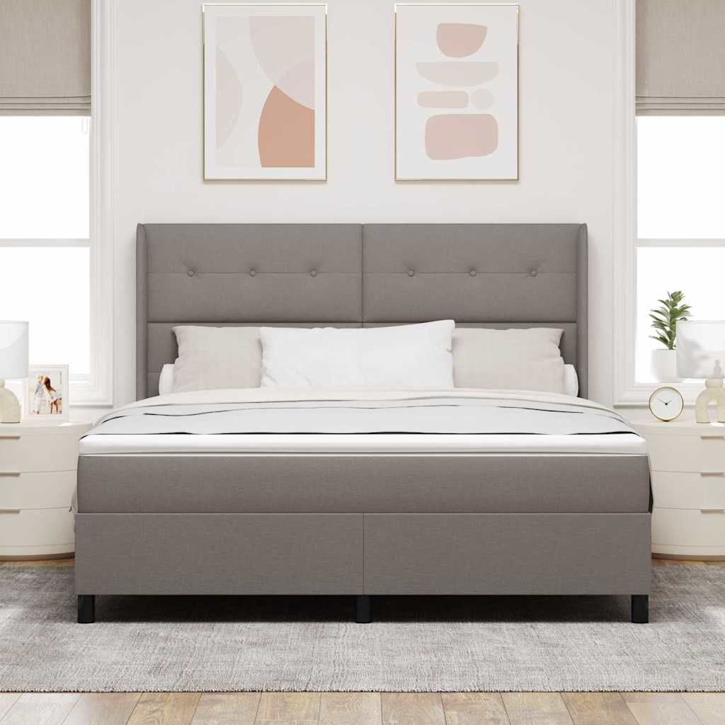 LED Box Spring Krevet Sivo-smeđa 180 x 200 cm tkanina