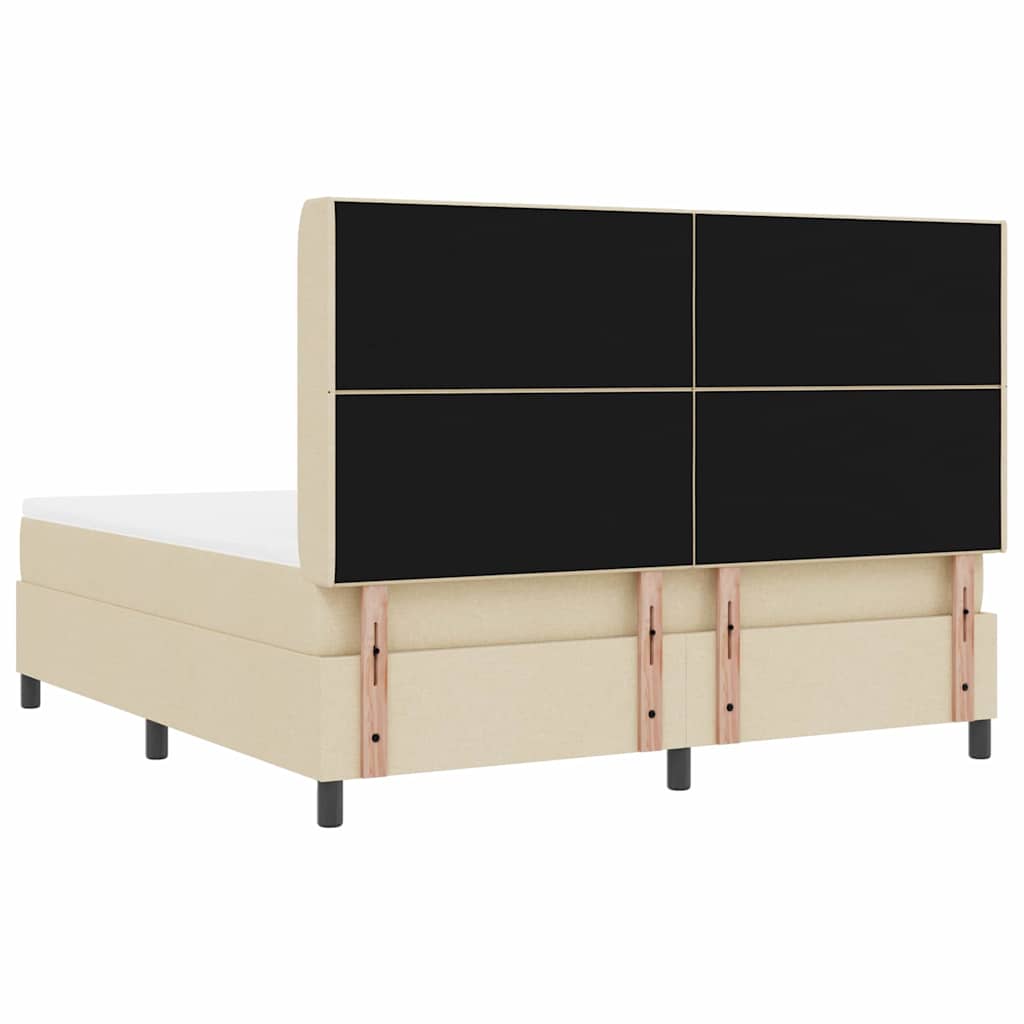 LED Box Spring Krevet s uzglavljem Krema 180 x 200 cm tkanina