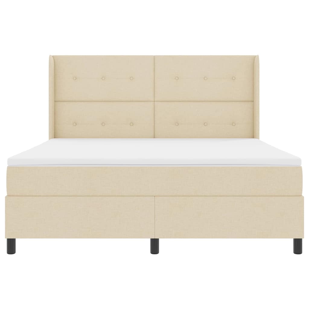 LED Box Spring Krevet s madracem Krema 180 x 200 cm tkanina