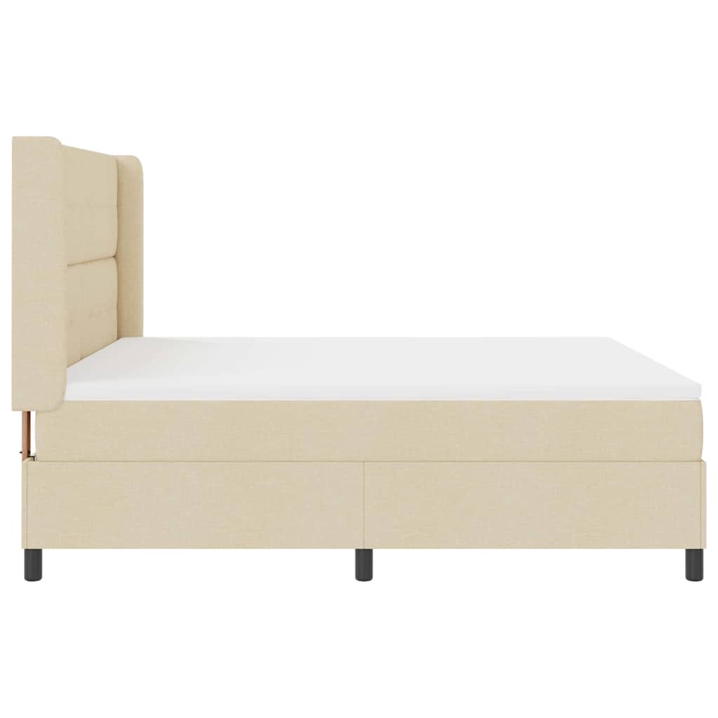LED Box Spring Krevet s madracem Krema 180 x 200 cm tkanina