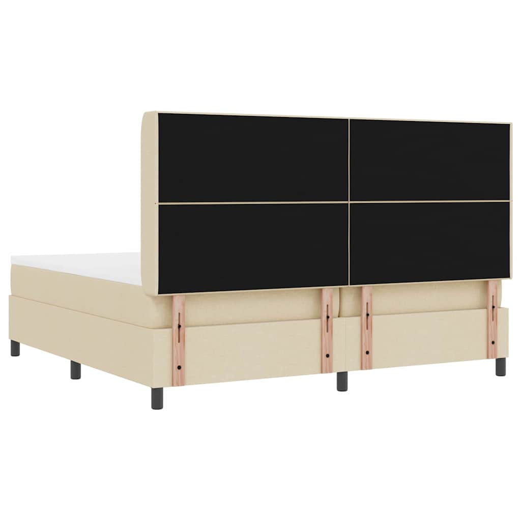 LED Box Spring Krevet s madracem Krema 200 x 200 cm tkanina