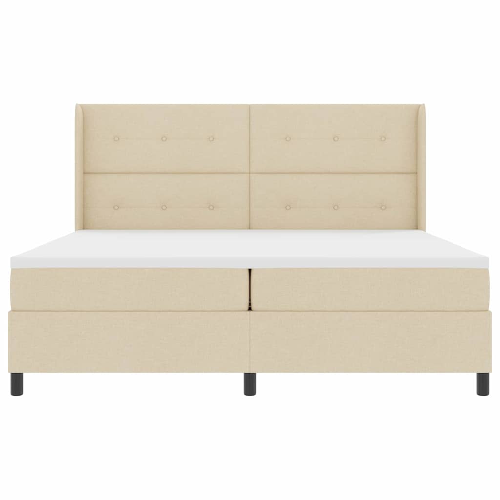 LED Box Spring Krevet s madracem Krema 200 x 200 cm tkanina