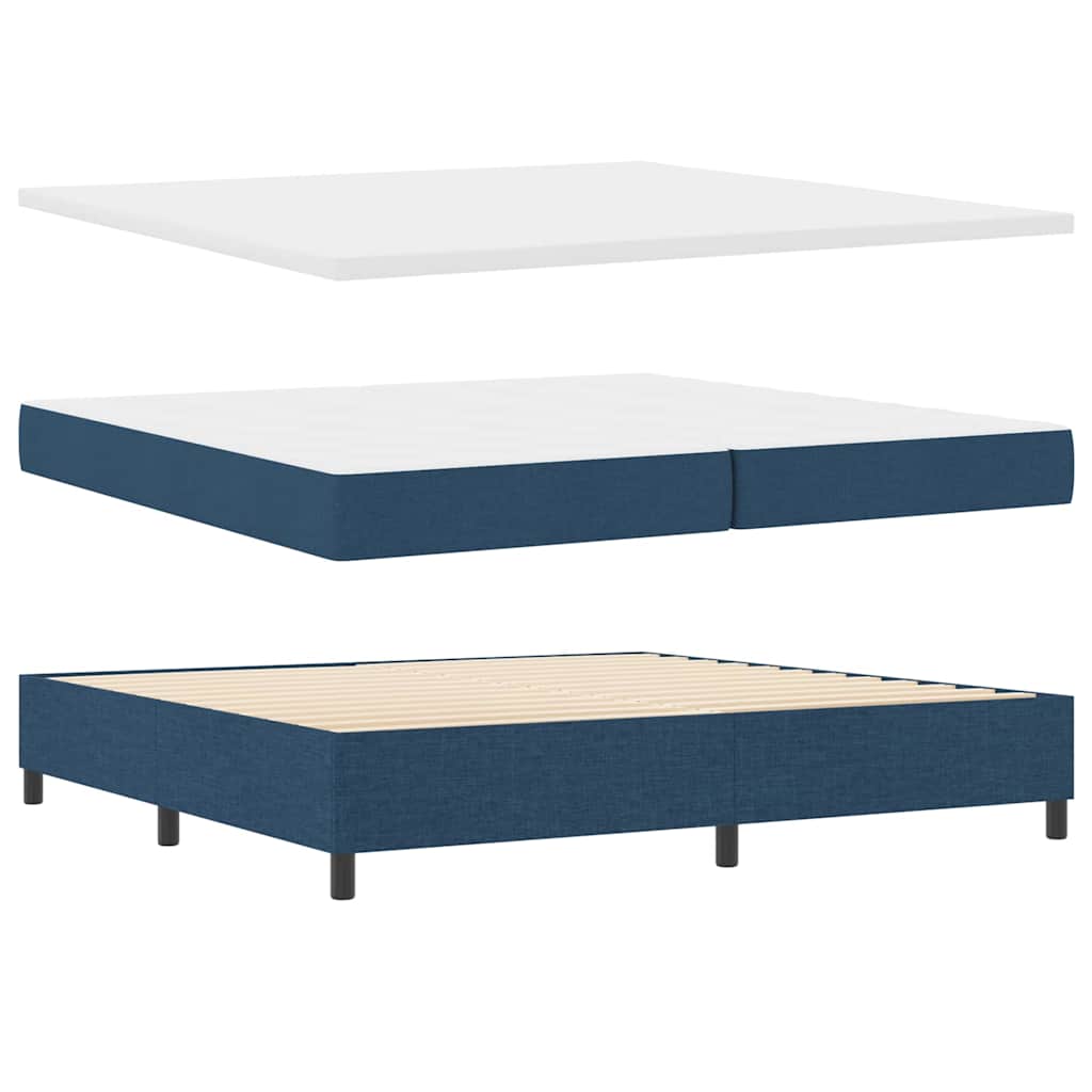 LED Box Spring Krevet s uzglavljem Plava 200 x 200 cm tkanina