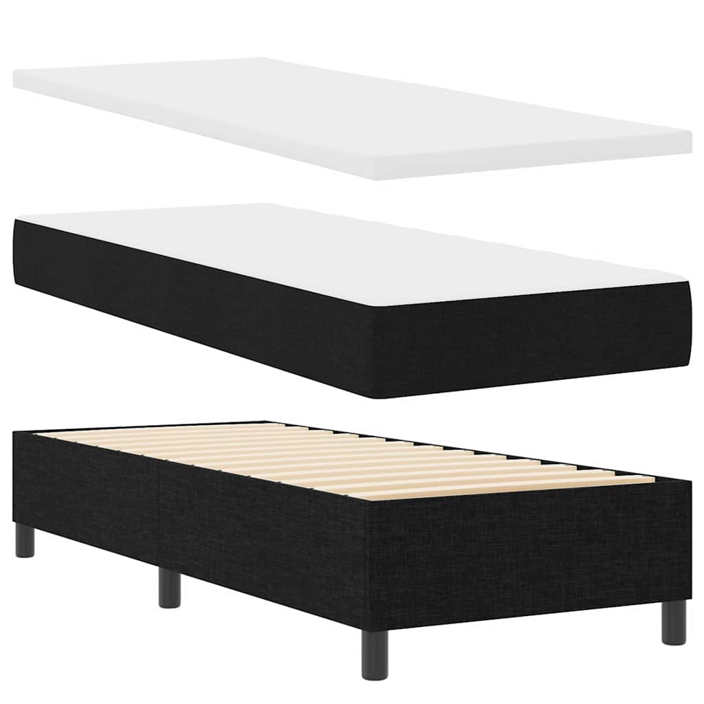 LED Box Spring Krevet s madracem Crna 80 x 200 cm tkanina
