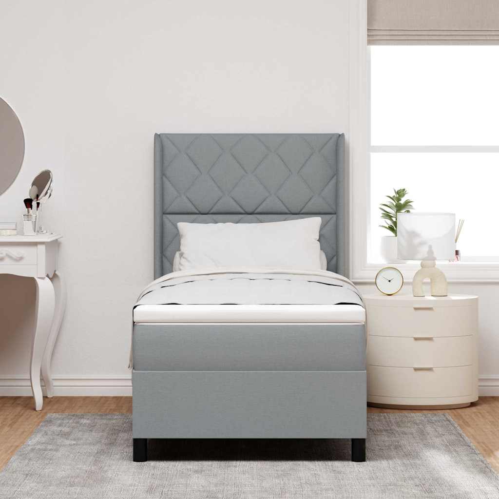LED Box Spring Krevet Svijetlo siva 100 x 200 cm tkanina