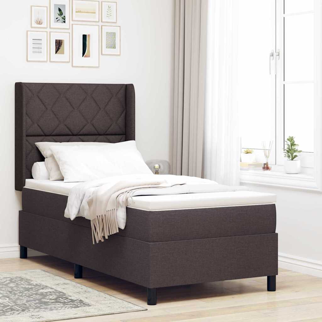 LED Box Spring Krevet Tamno smeđa 100 x 200 cm tkanina