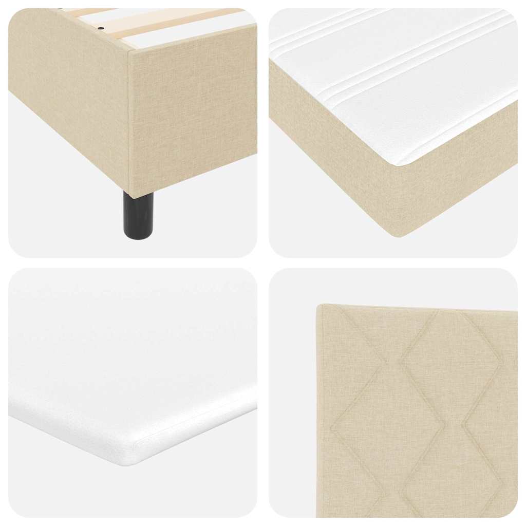 LED Box Spring Krevet s madracem Krema 100 x 200 cm tkanina