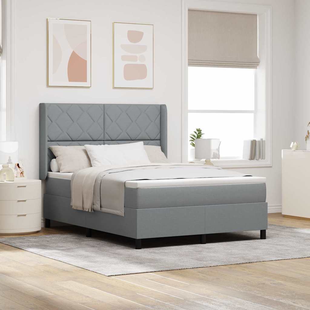 LED Box Spring Krevet Svijetlo siva 160 x 200 cm tkanina