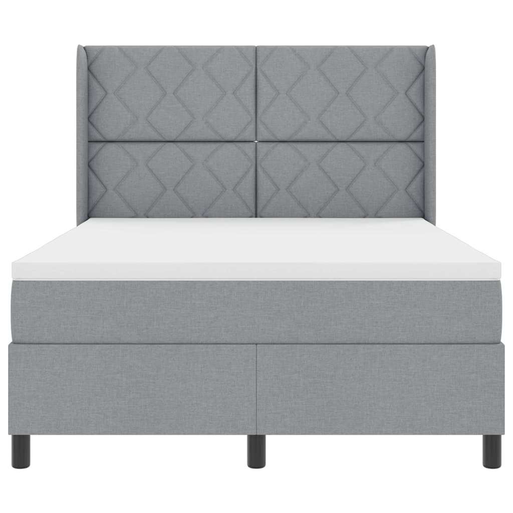 LED Box Spring Krevet Svijetlo siva 160 x 200 cm tkanina