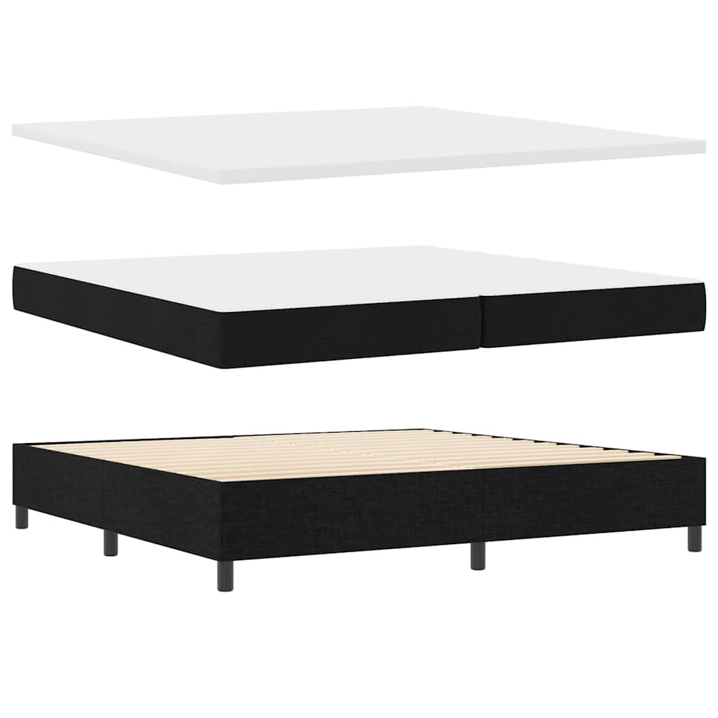 LED Box Spring Krevet s madracem Crna 200 x 200 cm tkanina