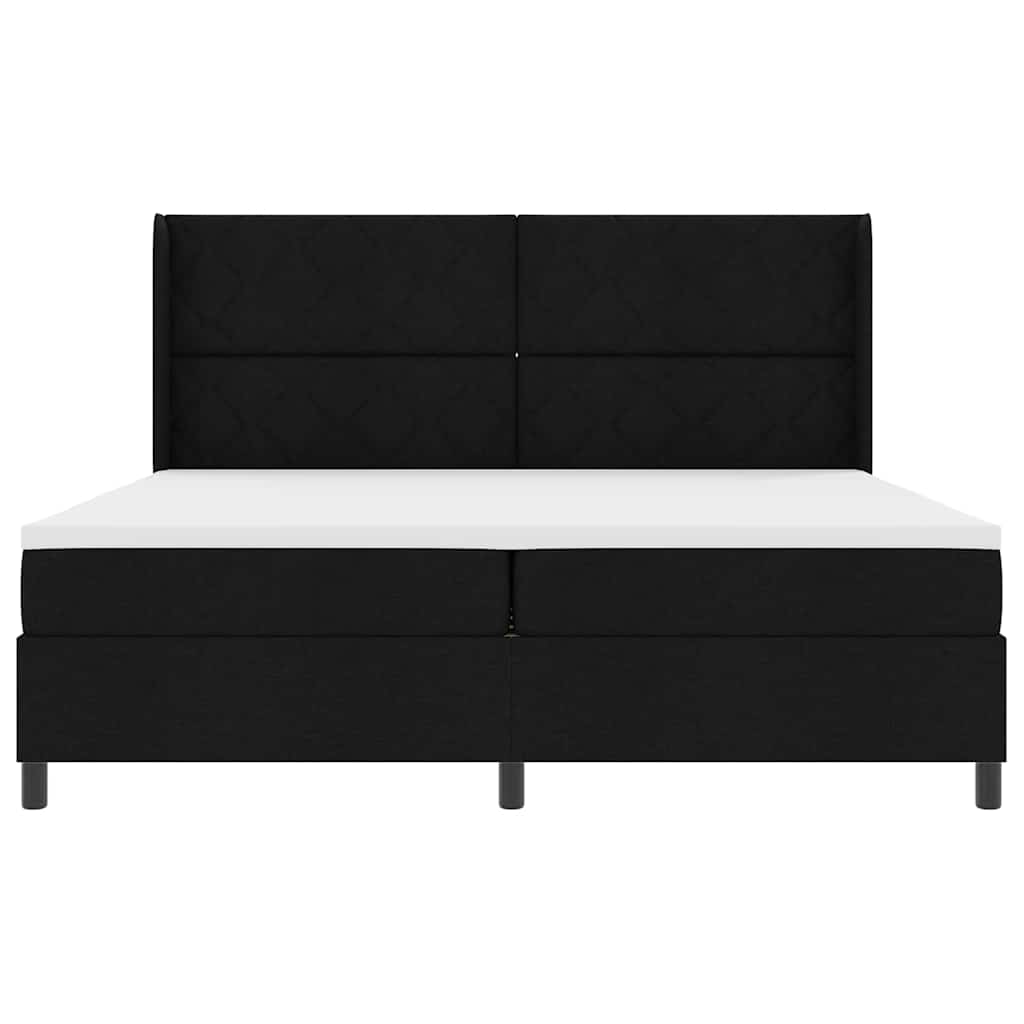 LED Box Spring Krevet s uzglavljem Crna 200 x 200 cm tkanina