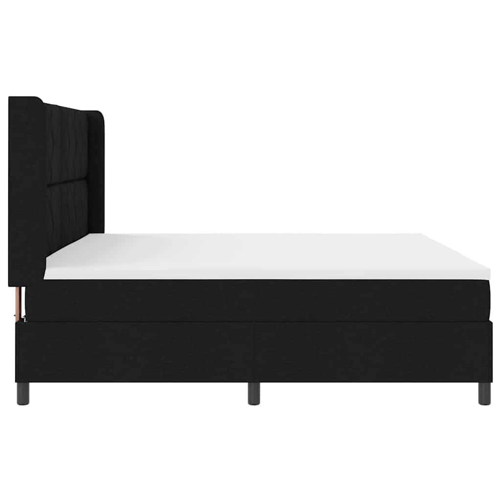 LED Box Spring Krevet s madracem Crna 200 x 200 cm tkanina