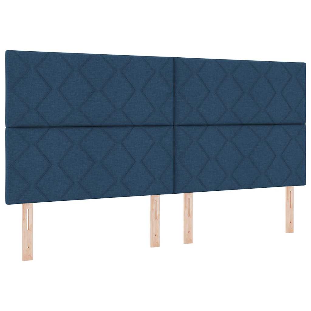 LED Box Spring Krevet s madracem Plava 200 x 200 cm tkanina