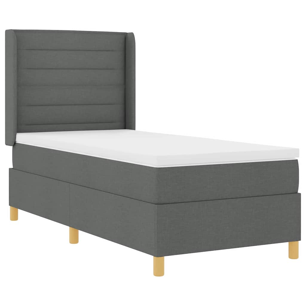 Krevet s opruga kutije s LED trakama Siva 90 x 190 cm tkanina