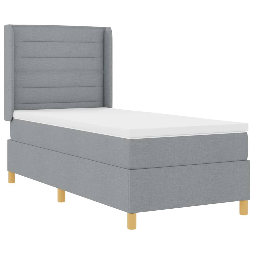 Krevet s opruga kutije Svijetlo siva 90 x 200 cm tkanina