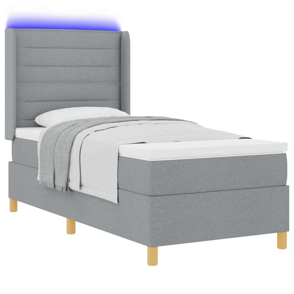 Krevet s opruga kutije Svijetlo siva 90 x 200 cm tkanina