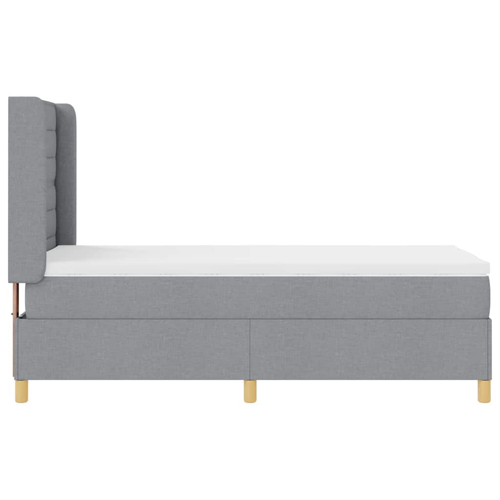 Krevet s opruga kutije Svijetlo siva 100 x 200 cm tkanina