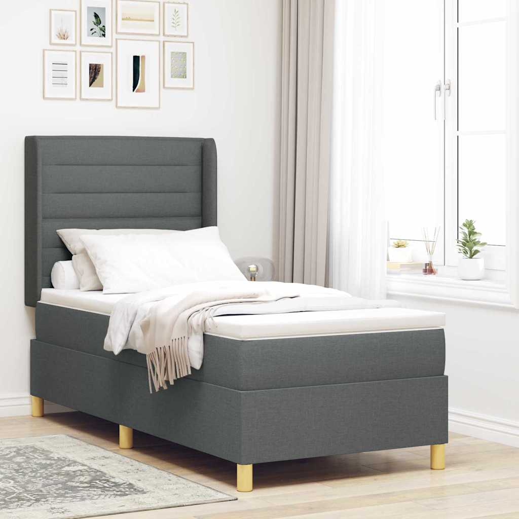 Krevet s opruga kutije s LED trakama Siva 100 x 200 cm tkanina
