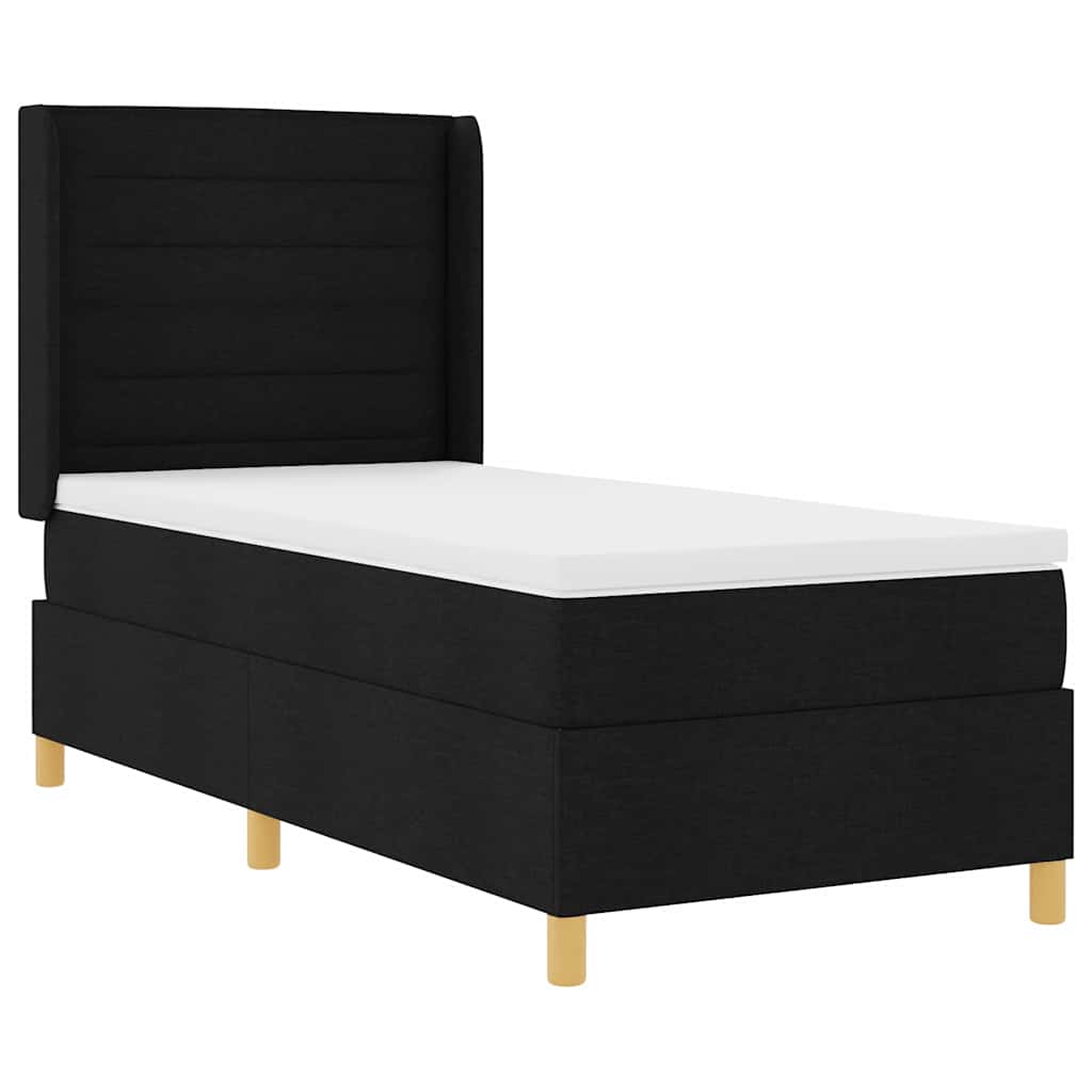 Krevet s opruga kutije s LED trakama Crna 100 x 200 cm tkanina
