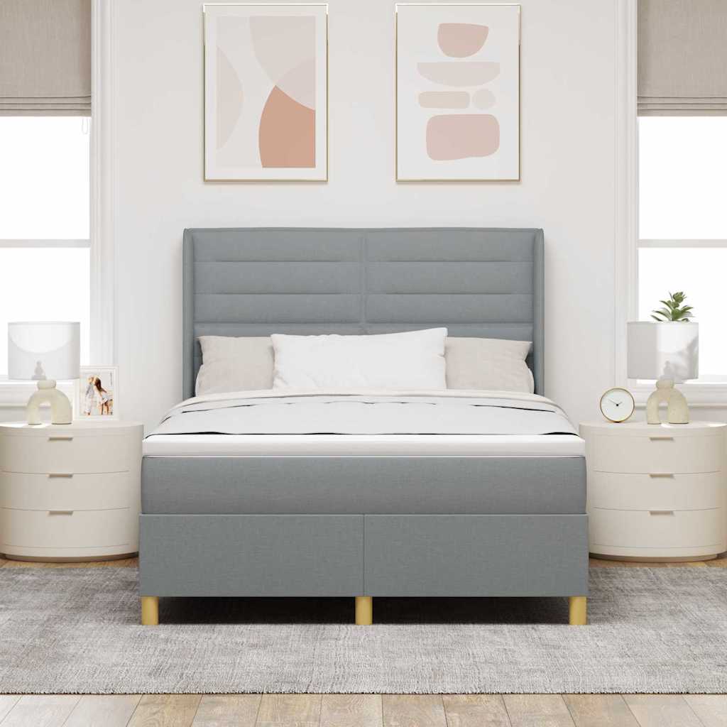 Krevet s opruga kutije Svijetlo siva 140 x 190 cm tkanina
