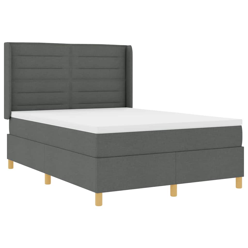 Krevet s opruga kutije s LED trakama Siva 140 x 190 cm tkanina