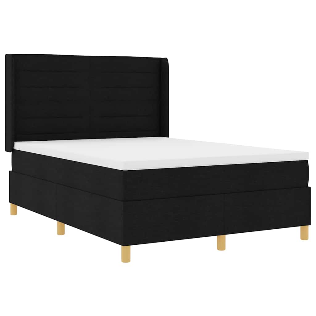 Krevet s opruga kutije s LED trakama Crna 140 x 190 cm tkanina
