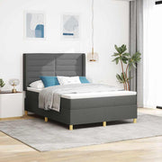 Krevet s opruga kutije s LED trakama Siva 140 x 200 cm tkanina