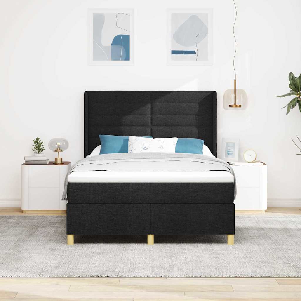 Krevet s opruga kutije s LED trakama Crna 140 x 200 cm tkanina