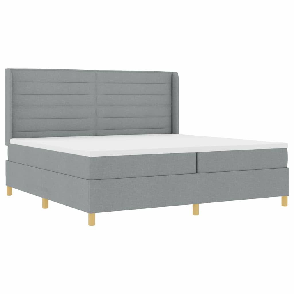 Krevet s opruga kutije Svijetlo siva 200 x 200 cm tkanina