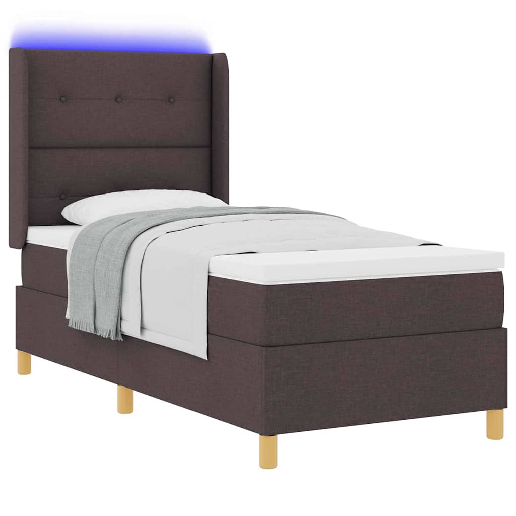 Krevet s opruga kutije s LED trakama Smeđa 80 x 200 cm tkanina