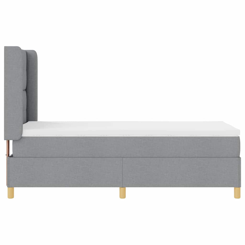 Krevet s opruga kutije Svijetlo siva 90 x 190 cm tkanina
