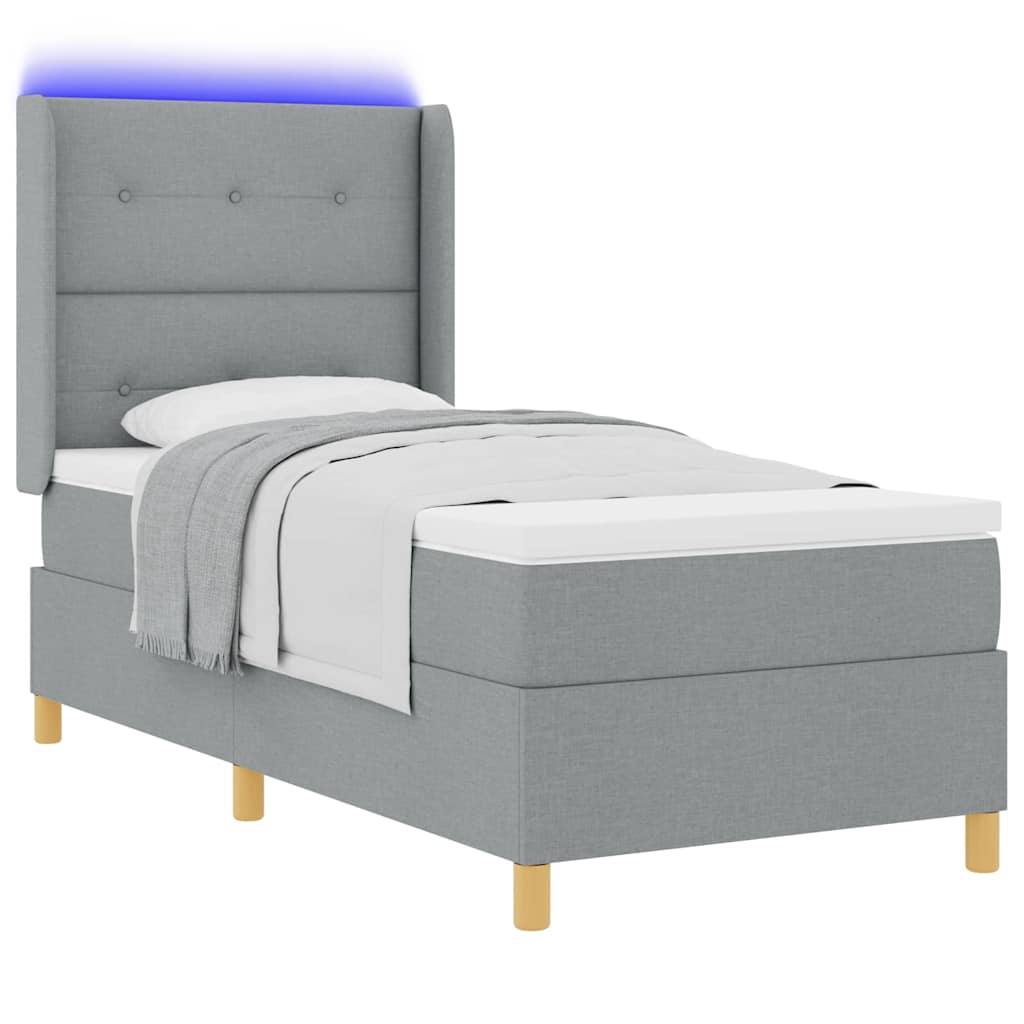 Krevet s opruga kutije Svijetlo siva 90 x 200 cm tkanina