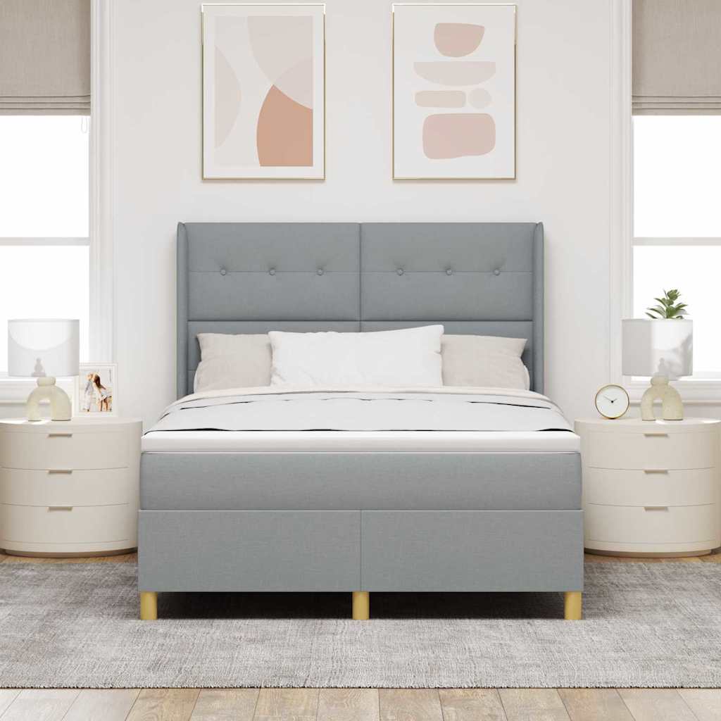 Krevet s opruga kutije Svijetlo siva 140 x 190 cm tkanina