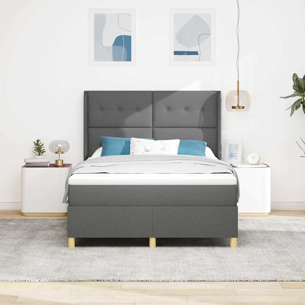 Krevet s opruga kutije s LED trakama Siva 140 x 190 cm tkanina