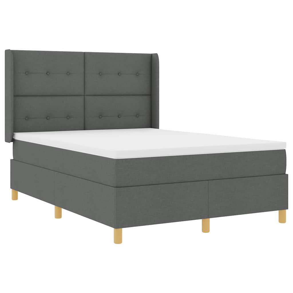 Krevet s opruga kutije s LED trakama Siva 140 x 190 cm tkanina