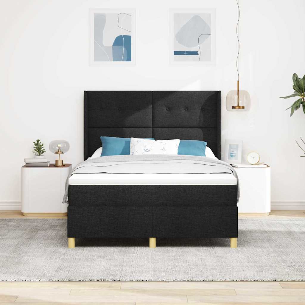 Krevet s opruga kutije s LED trakama Crna 140 x 190 cm tkanina