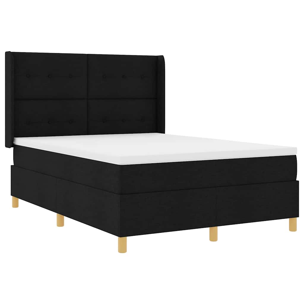Krevet s opruga kutije s LED trakama Crna 140 x 200 cm tkanina