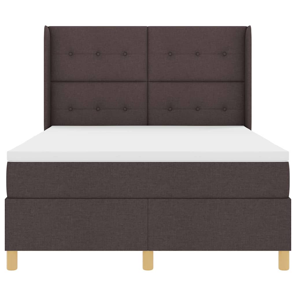 Krevet s opruga kutije s LED trakama Smeđa 140 x 200 cm tkanina