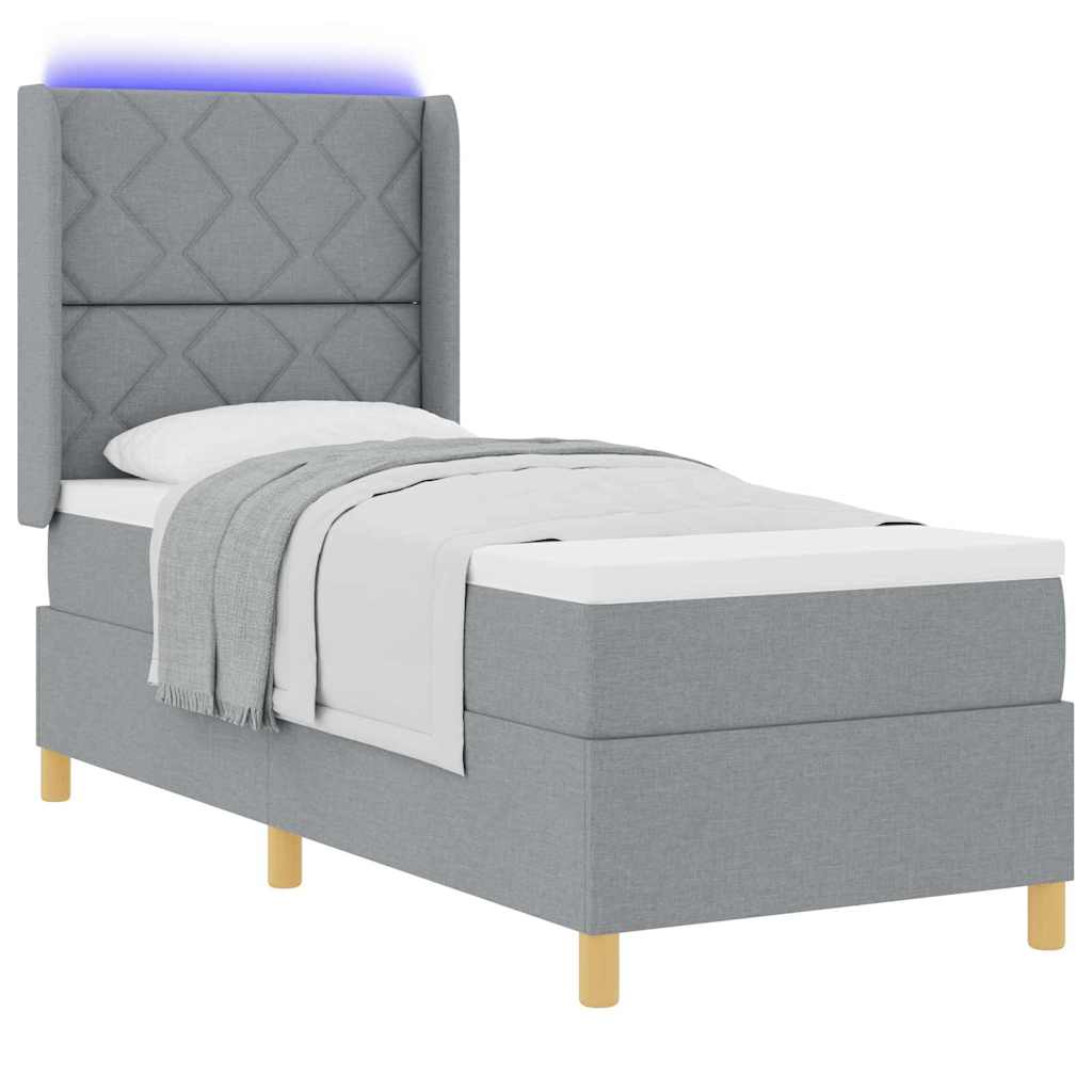 Krevet s opruga kutije Svijetlo siva 80 x 200 cm tkanina