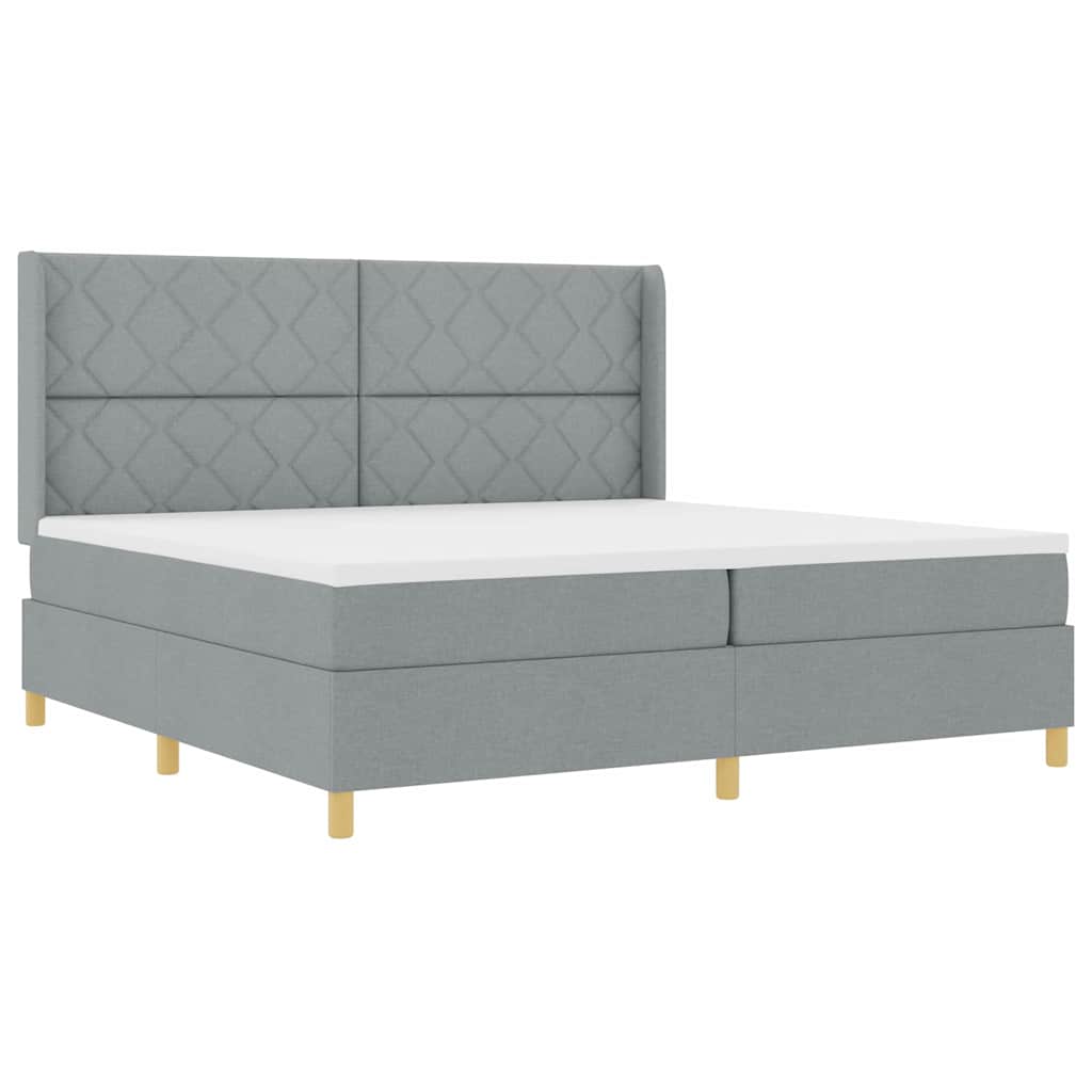 Krevet s opruga kutije Svijetlo siva 200 x 200 cm tkanina