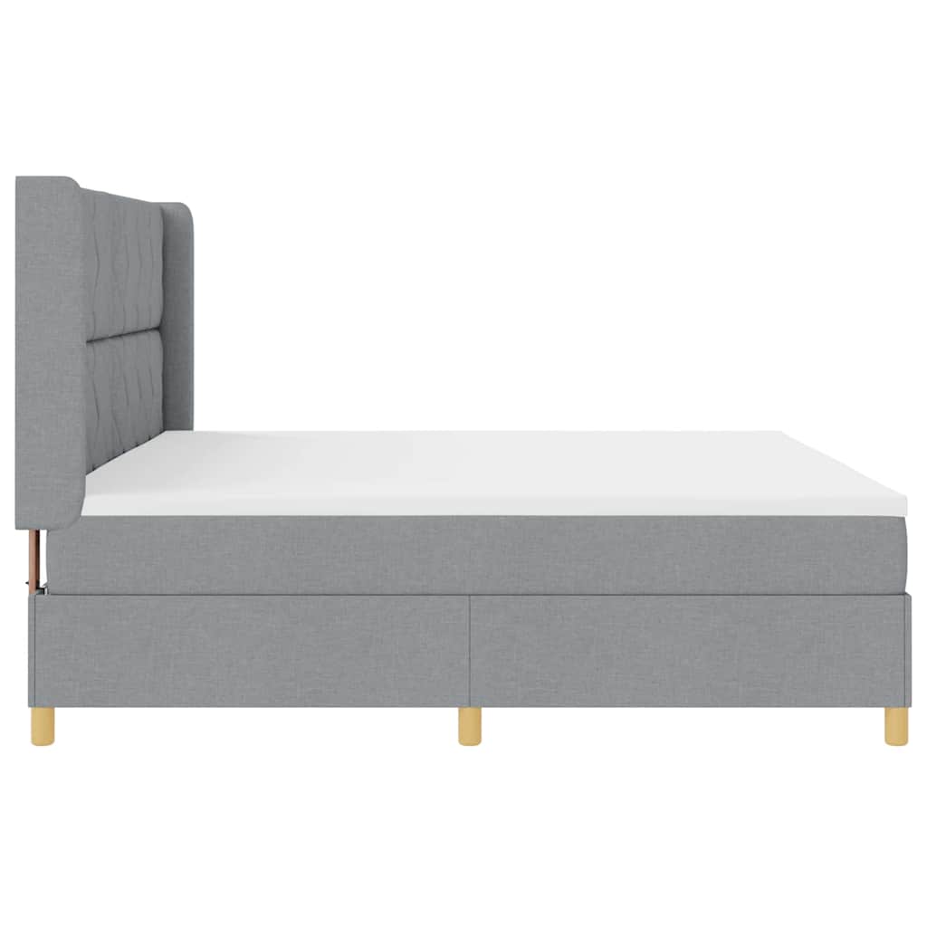 Krevet s opruga kutije Svijetlo siva 200 x 200 cm tkanina