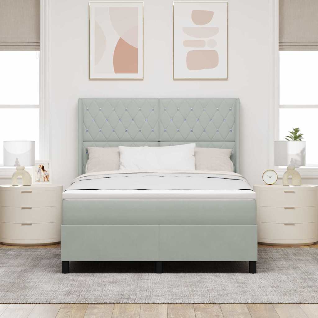 Krevet s opruga kutije Svijetlo siva 140 x 200 cm Baršun