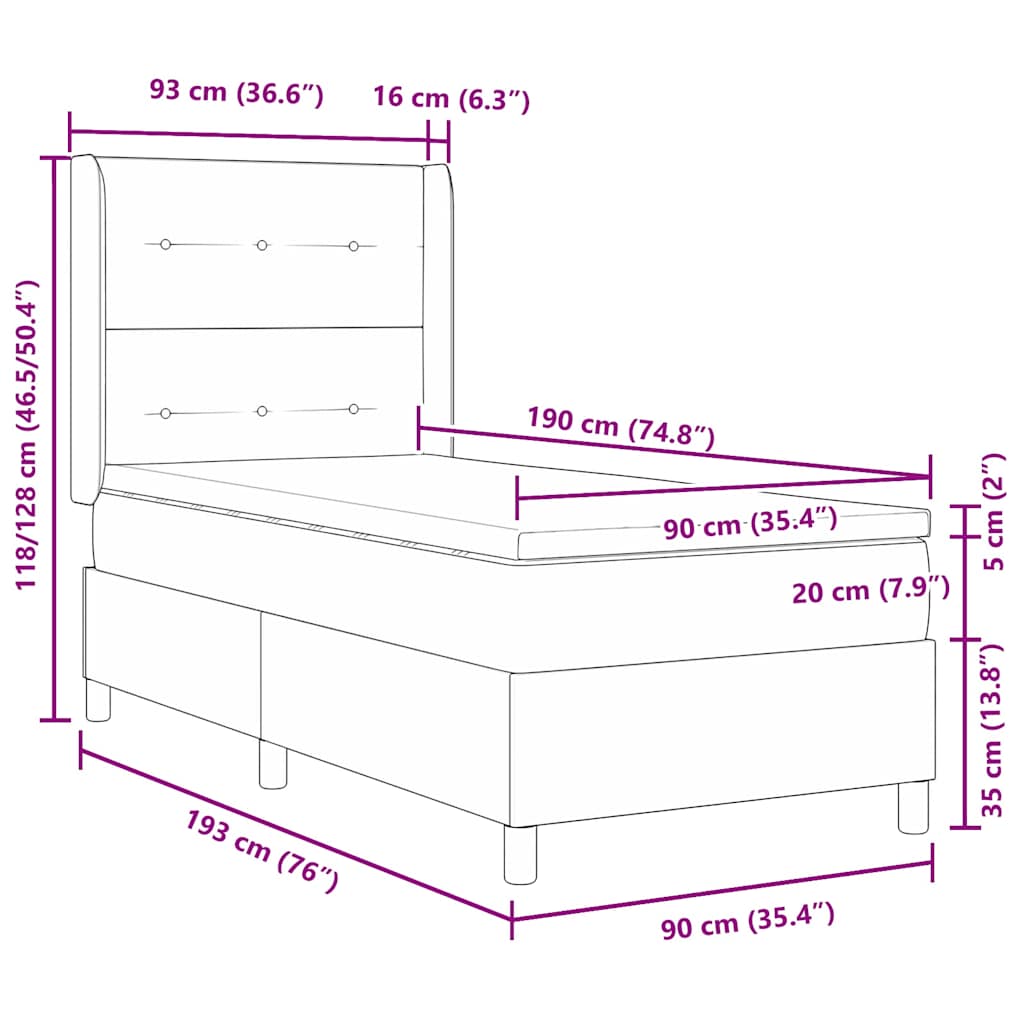 Krevet s opruga kutije s madracem Ružičasta 90 x 190 cm Baršun