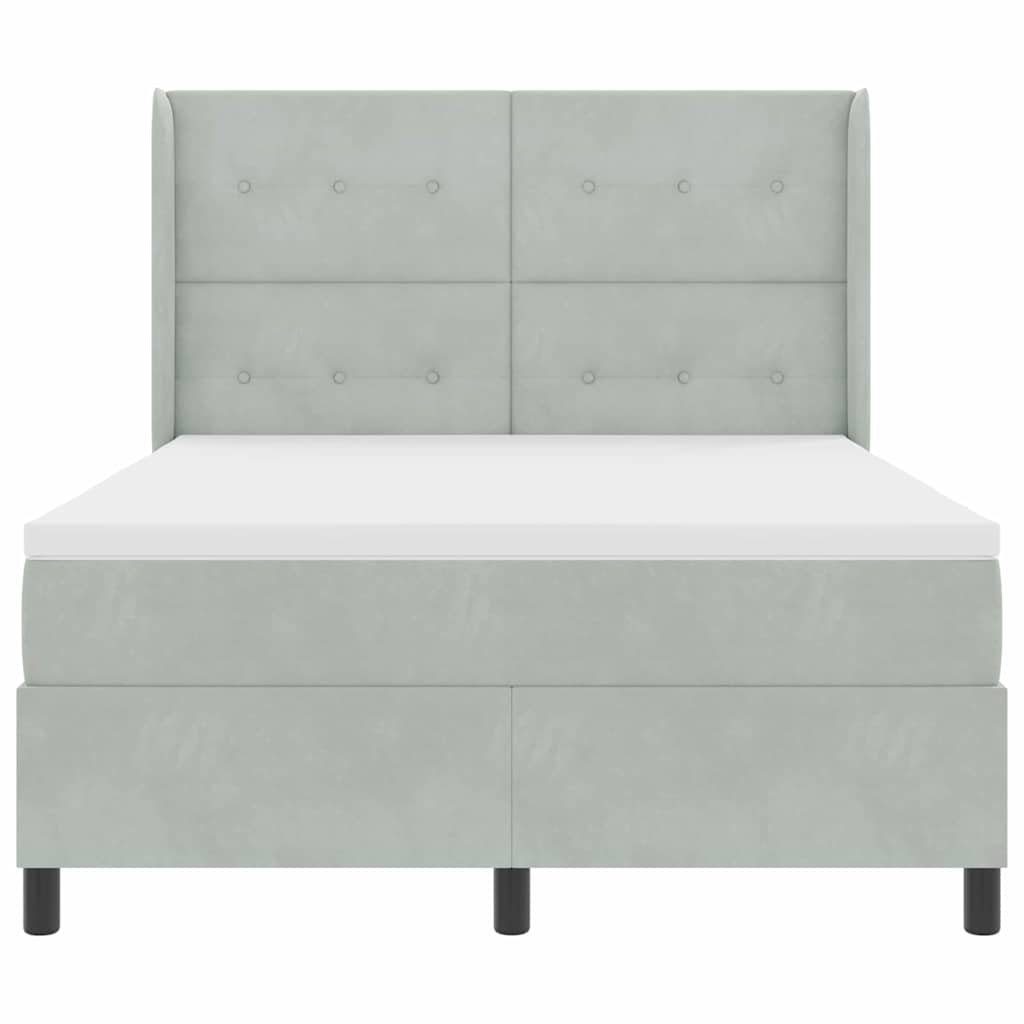 Krevet s opruga kutije Svijetlo siva 140 x 190 cm Baršun