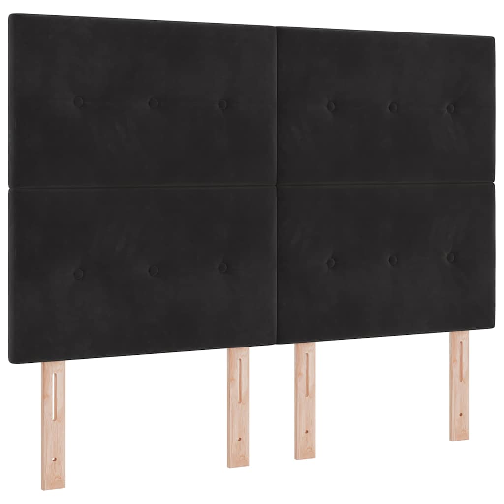 Krevet s opruga kutije s LED trakama Crna 140 x 190 cm Baršun