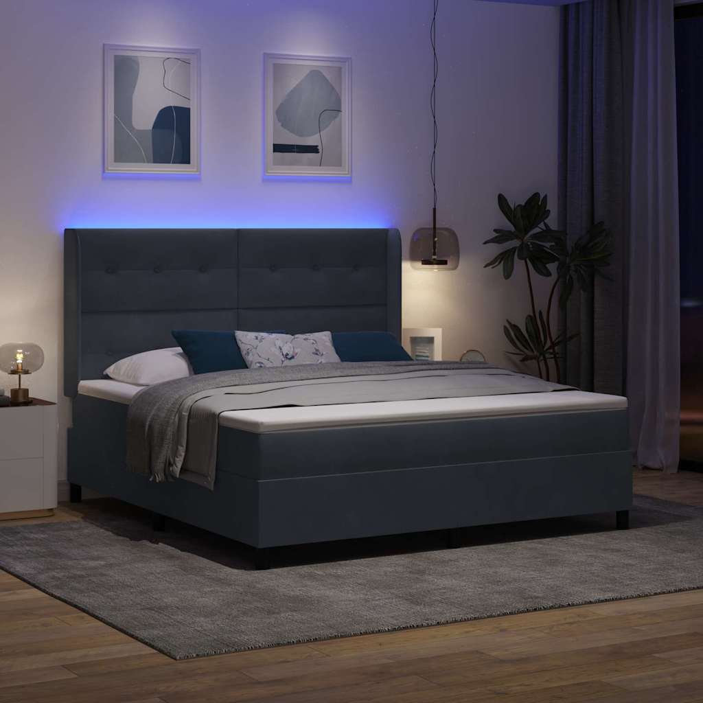 Krevet s opruga kutije Tamno siva 180 x 200 cm Baršun