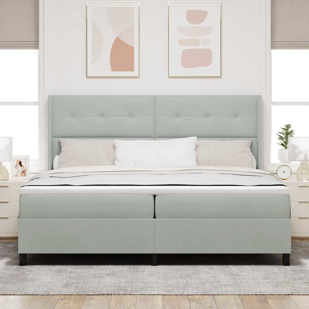 Krevet s opruga kutije Svijetlo siva 200 x 200 cm Baršun