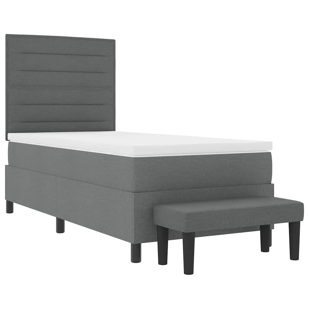 Krevet s opruga kutije Tamno siva 90 x 200 cm tkanina