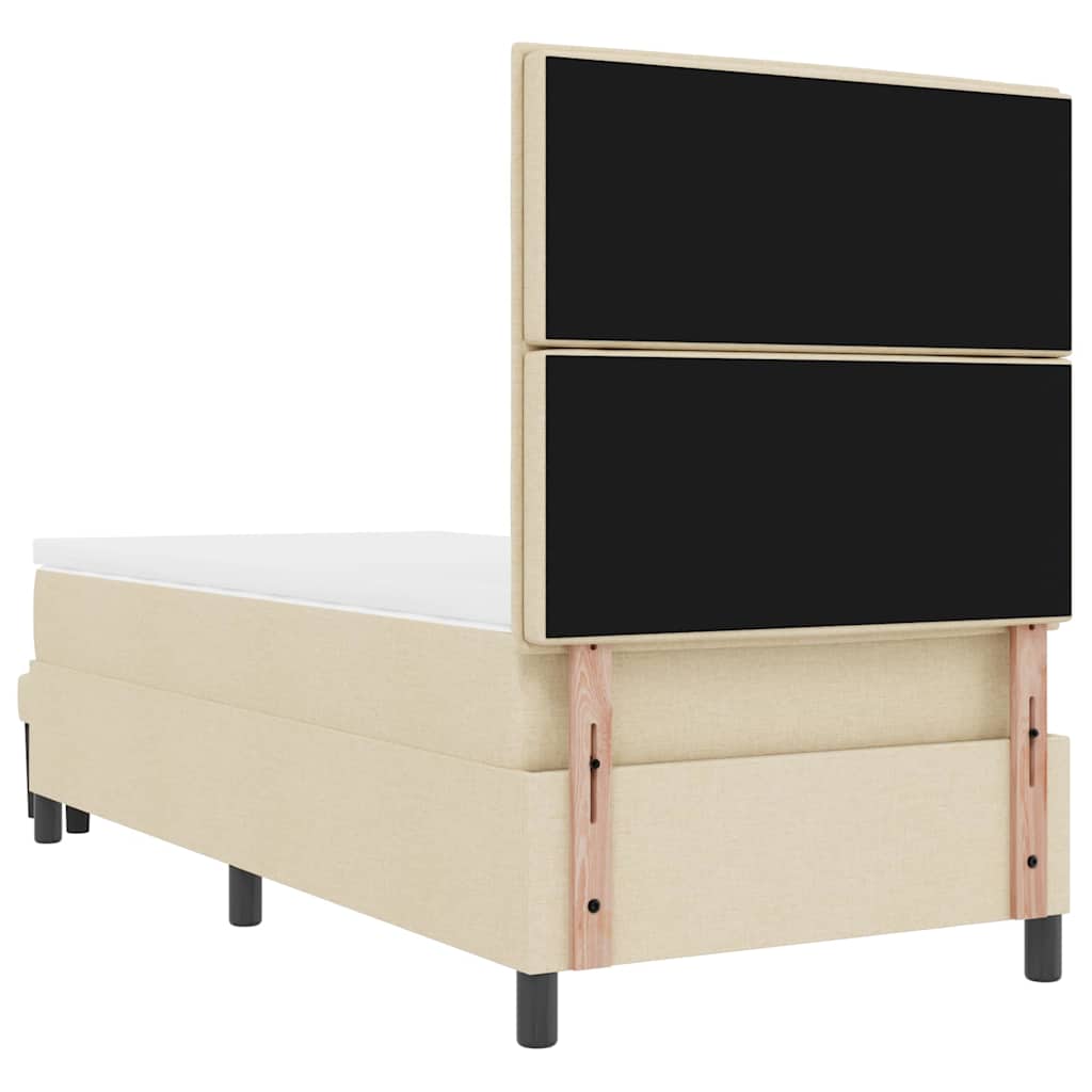 Krevet s opruga kutije s uzglavljem Krema 90 x 200 cm tkanina